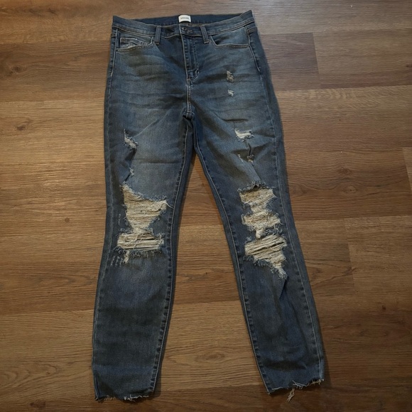 Sneakpeak Distressed Blue Jeans - Picture 1 of 4